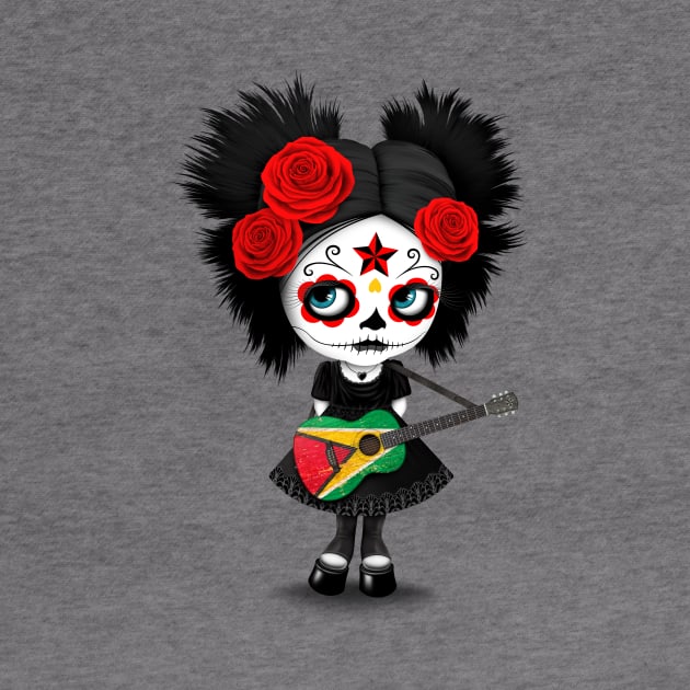 Sugar Skull Girl Playing Guyanese Flag Guitar by jeffbartels